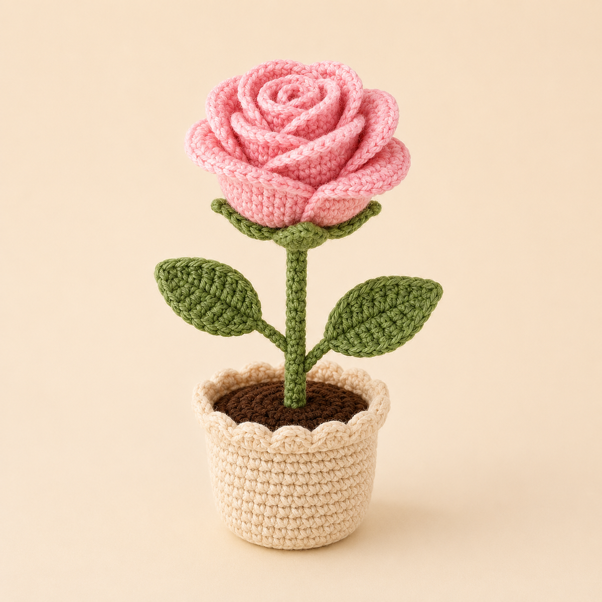 Handmade crochet flower pot decor by Lencho