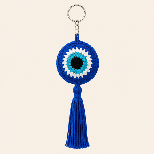  crocheted evil eye keychain2