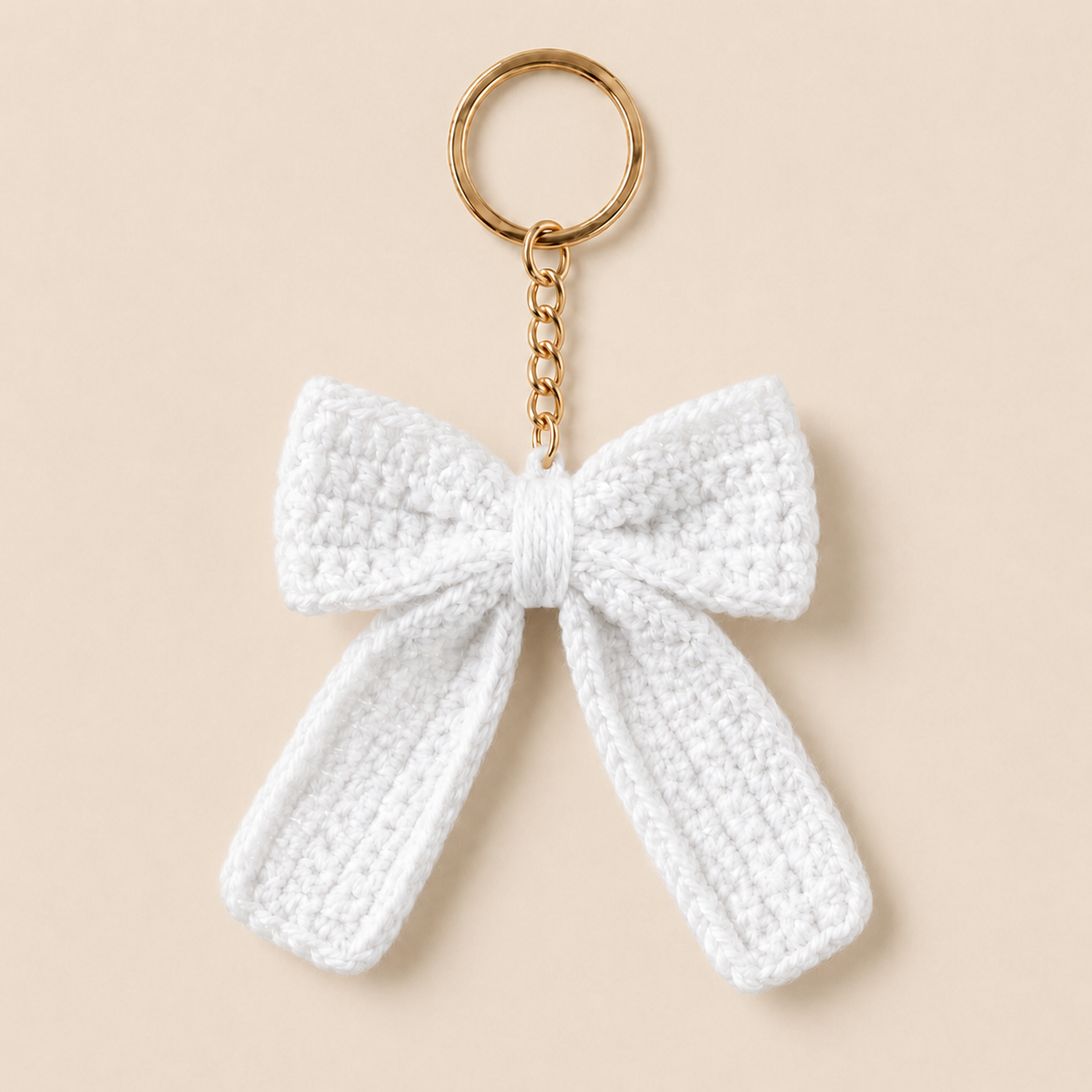 White Bow Keychain 