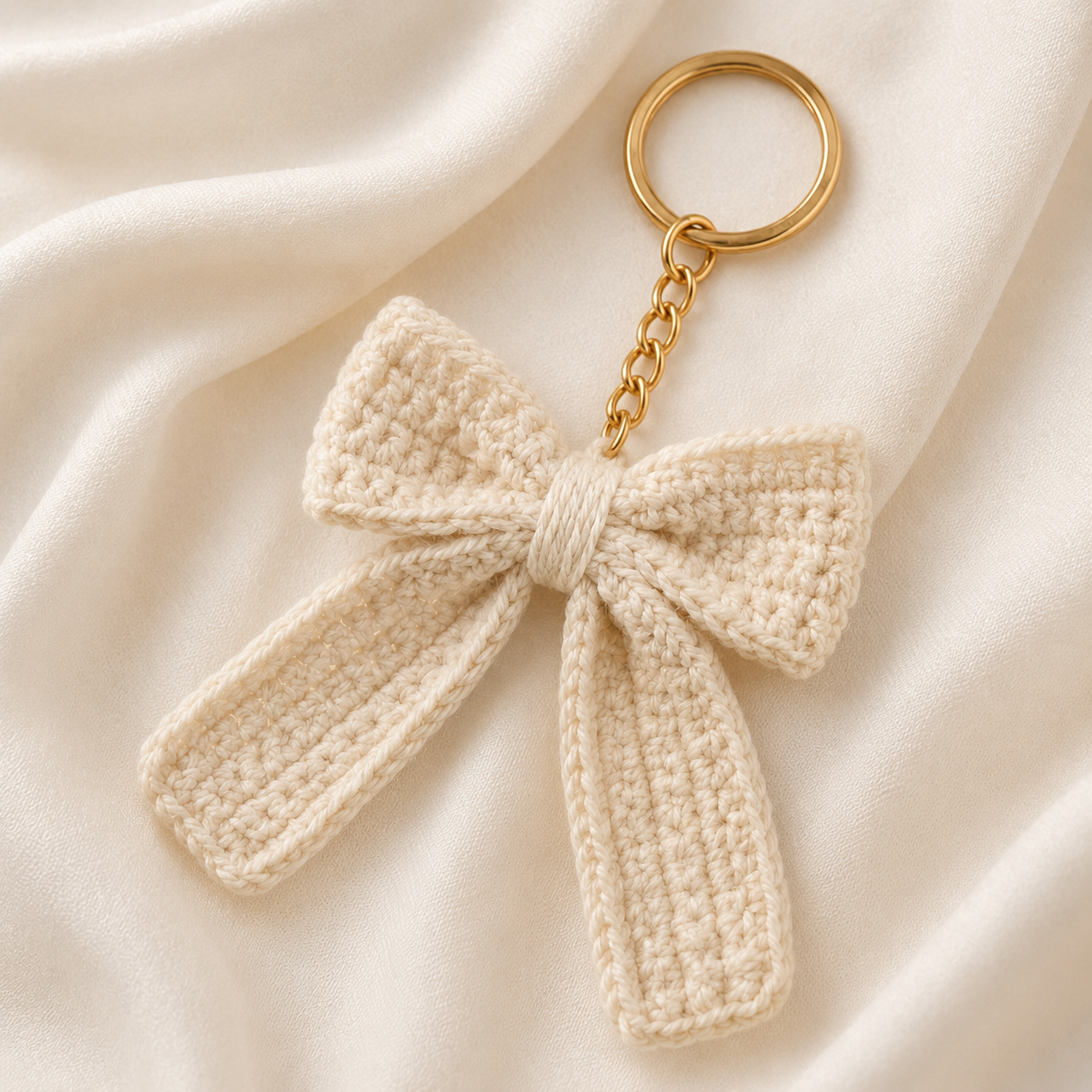 Handmade Crochet Bow Keychain