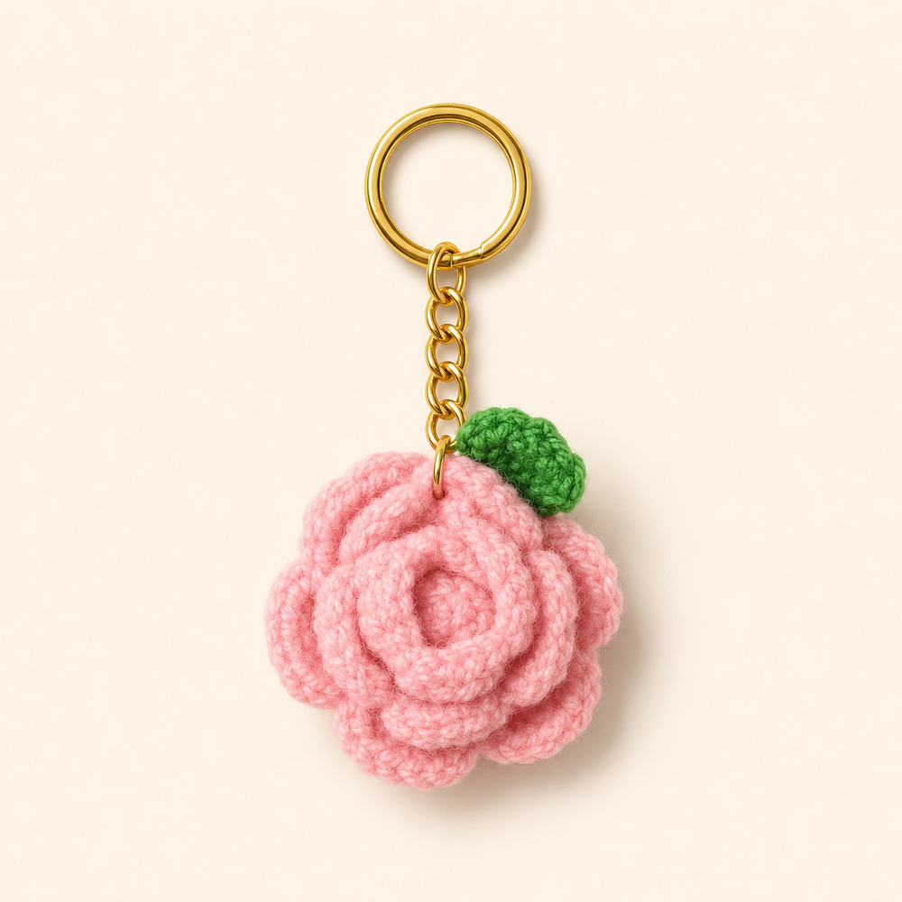 Light pink  Rose keychain