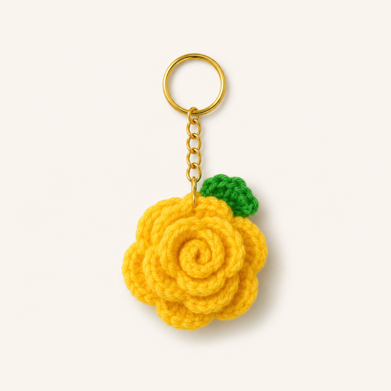 yellow Rose flower keychain
