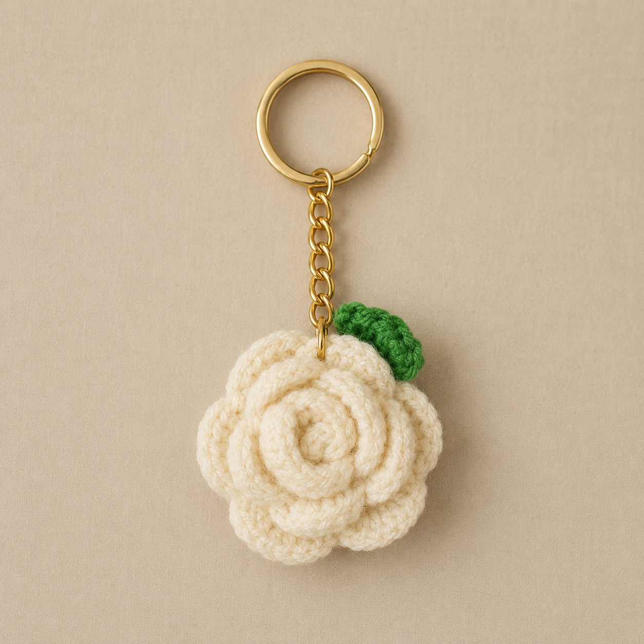 cream Rose keychain