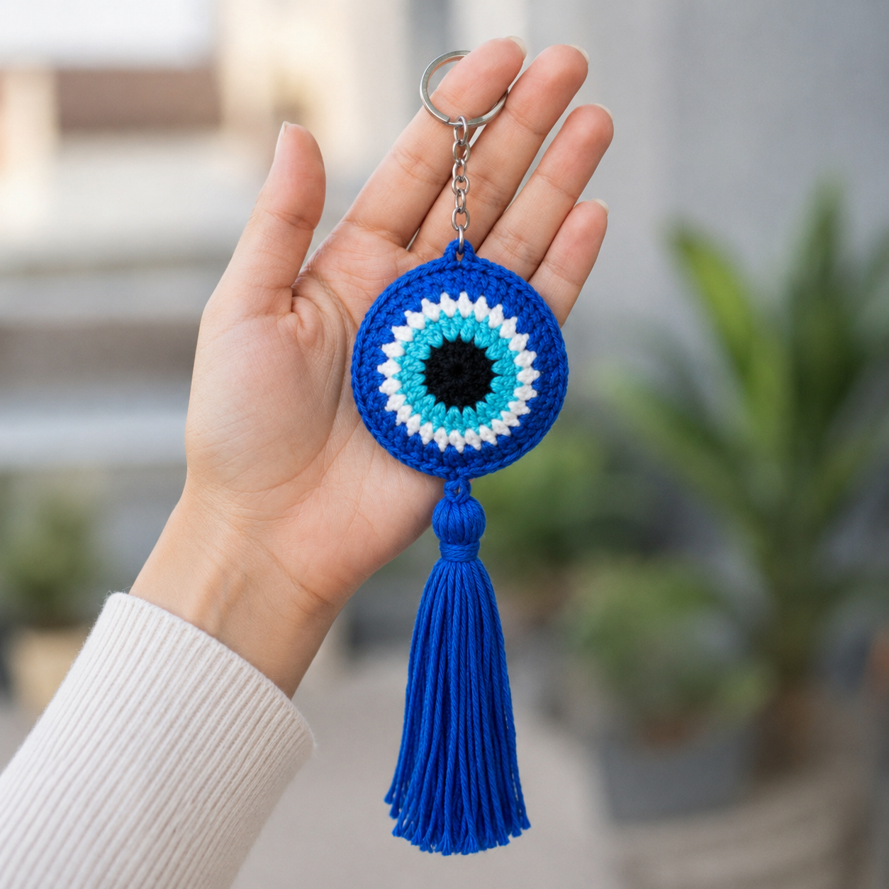  crocheted evil eye keychain3