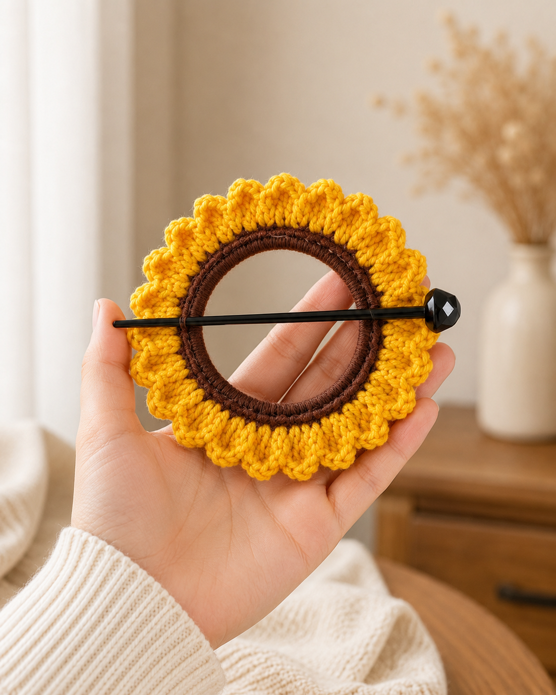 crochet sunflower  yellow 4