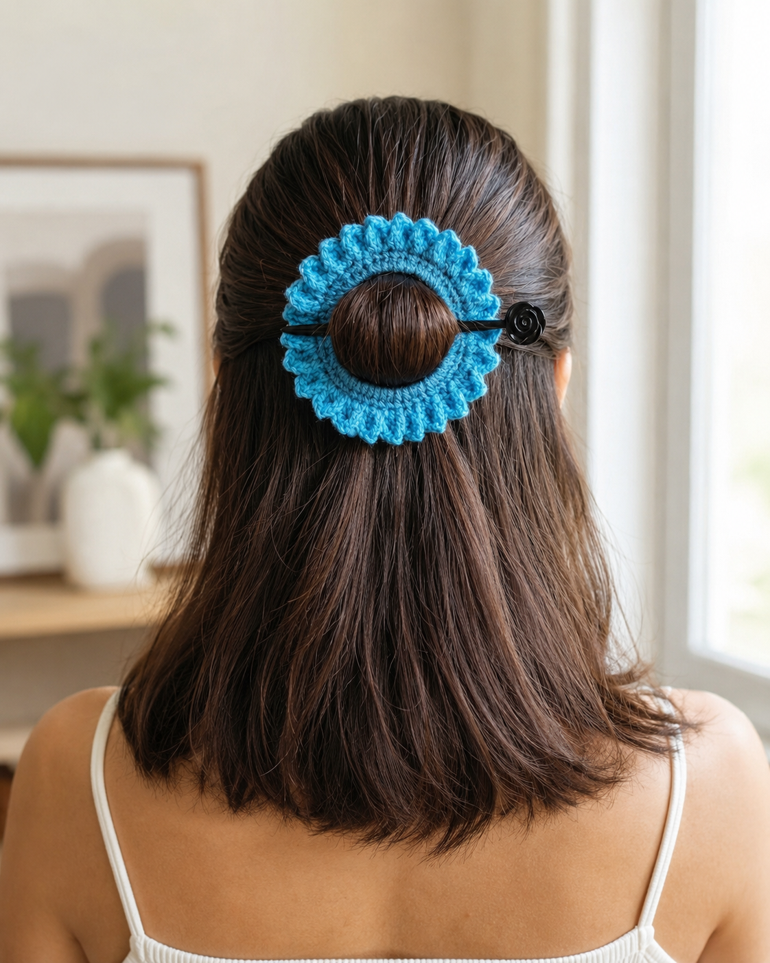 crochet sunflower  sky blue 2