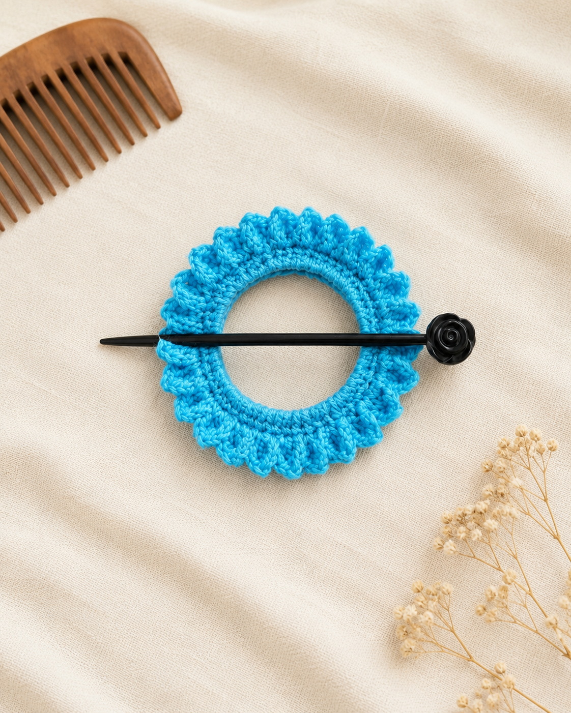 crochet sunflower  sky blue 1