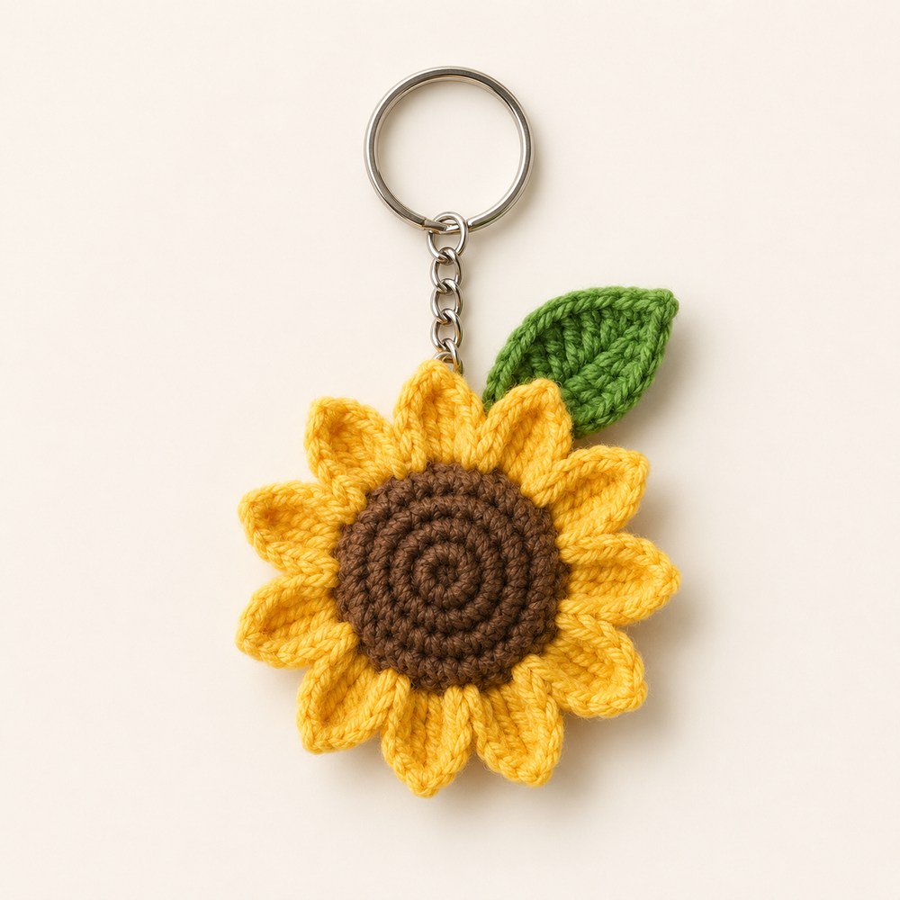 crocheted sunflower charm 1