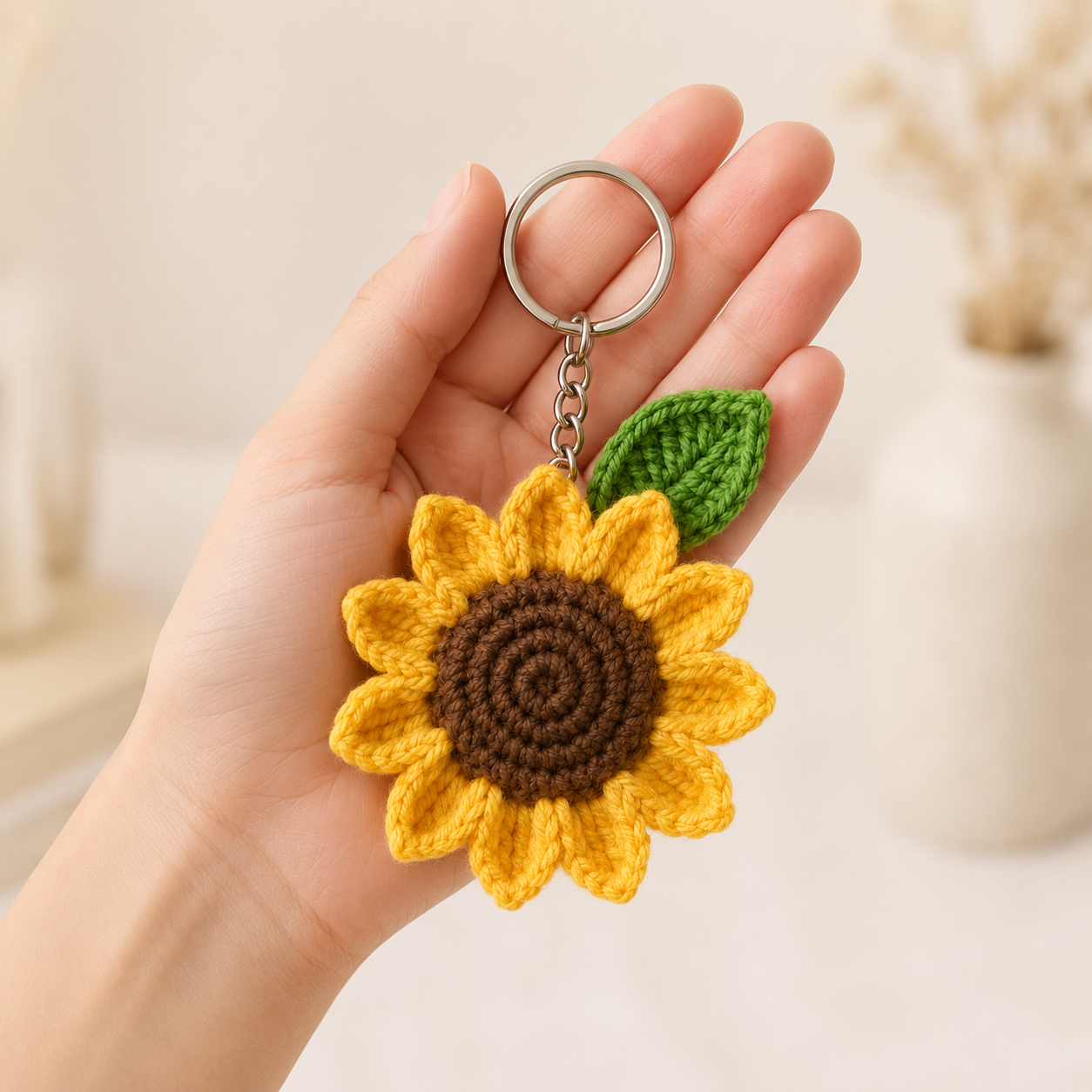 crocheted sunflower charm3