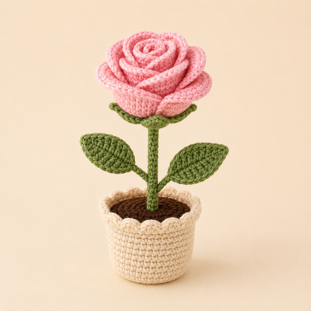 Handmade pink flower pot