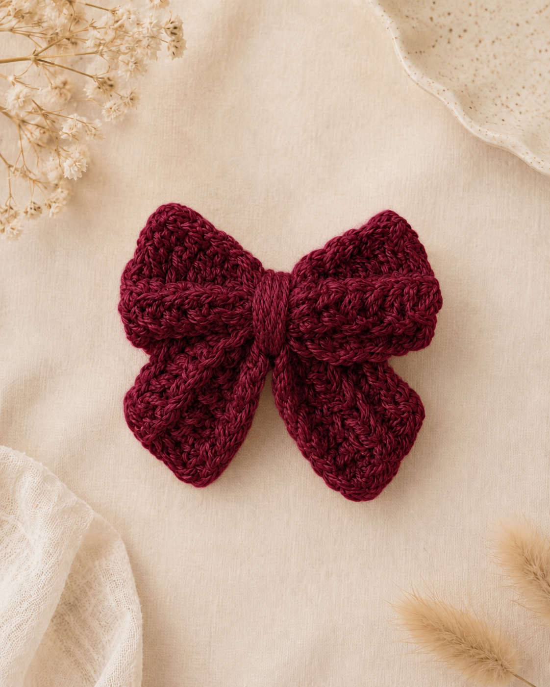 maroon Bow accessory 2