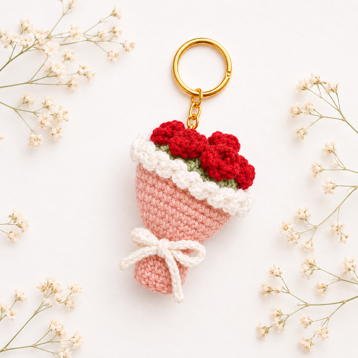 pink bouquet keychain