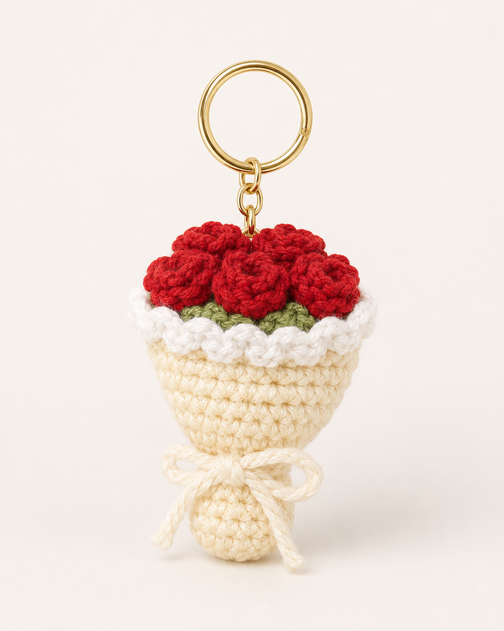 cream bouquet keychain