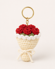 cream bouquet keychain