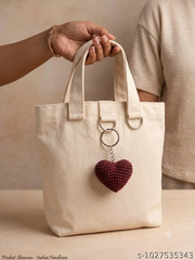 Lencho maroon crochet heart keychain and bag charm, alternate view