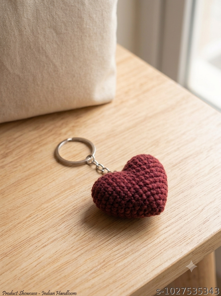 Lencho maroon handmade heart keychain and bag charm, lifestyle view