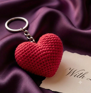 Lencho red handmade heart keychain and bag charm, lifestyle view