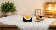 Lencho handmade crochet mini purse bag in black, front product view